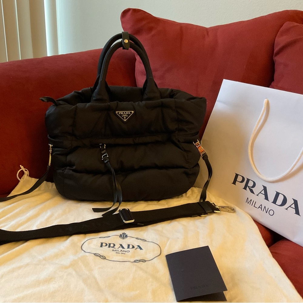 Prada Black Bomber Nylon Convertible Bag
Size - 15L x 11H x 6W